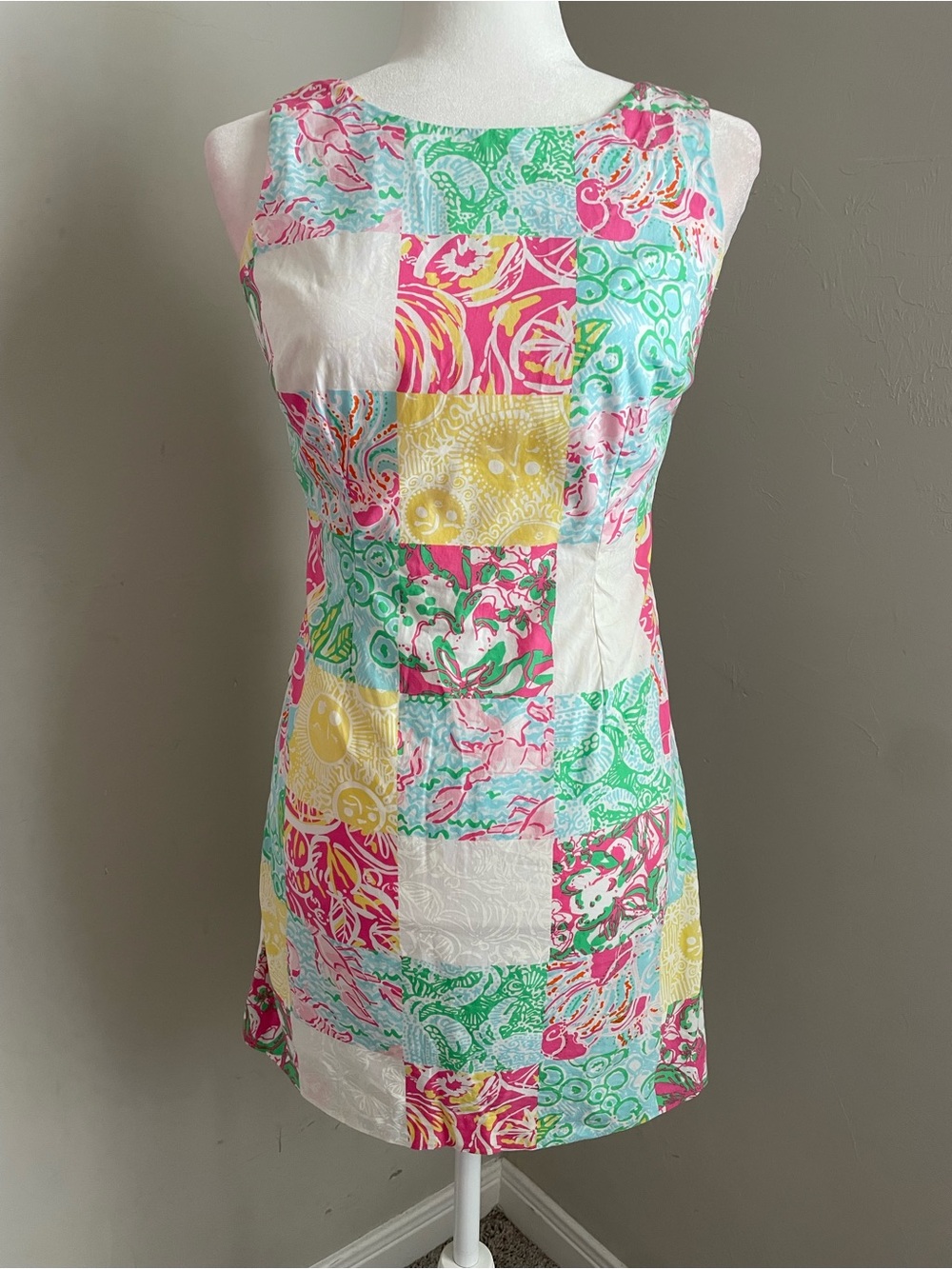 Lilly Pulitzer Delia Patchwork Print Mini Dress with Lace up side